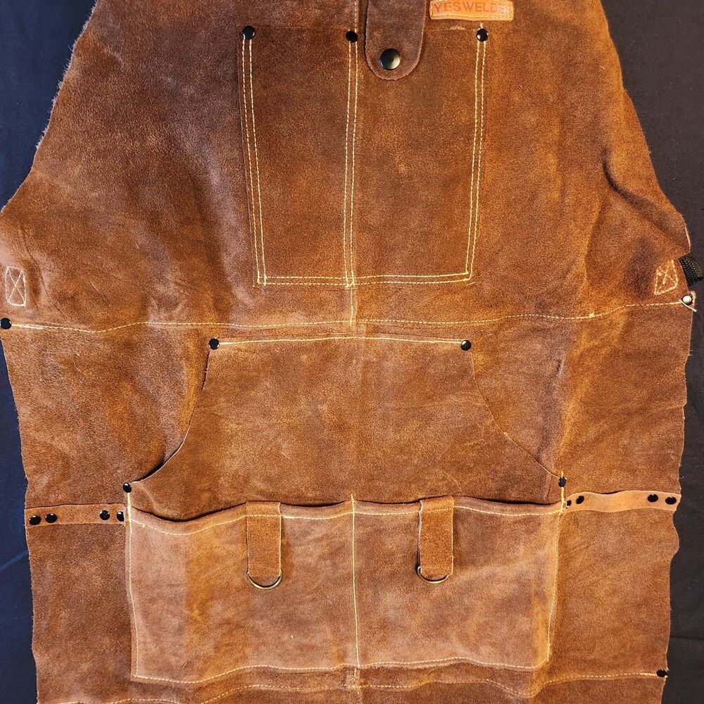 Leather Welding Apron with durable6 Pockets and 2 Hanging Rings Pre-owned Unused - Picture 6 of 11